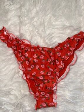 Shade & Shore Red ruffle bikini bottom